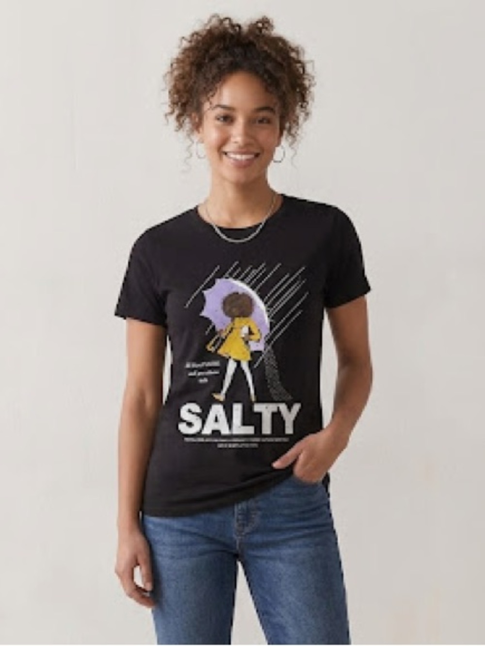 Black 'Salty' Graphic Tee - Women's Casual Top